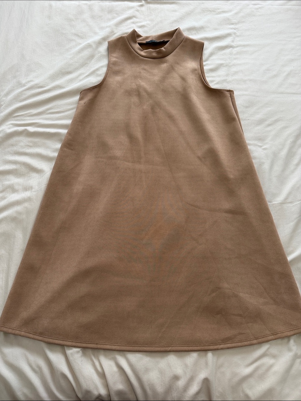 Tiana B Sleeveless Suede Mock Neck A-Line Dress in Brown